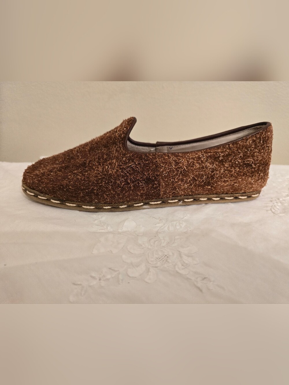 Sabah Brown Textured Suede Slip-On Loafers Size 39 In Excellent Condition - Picture 3 of 4